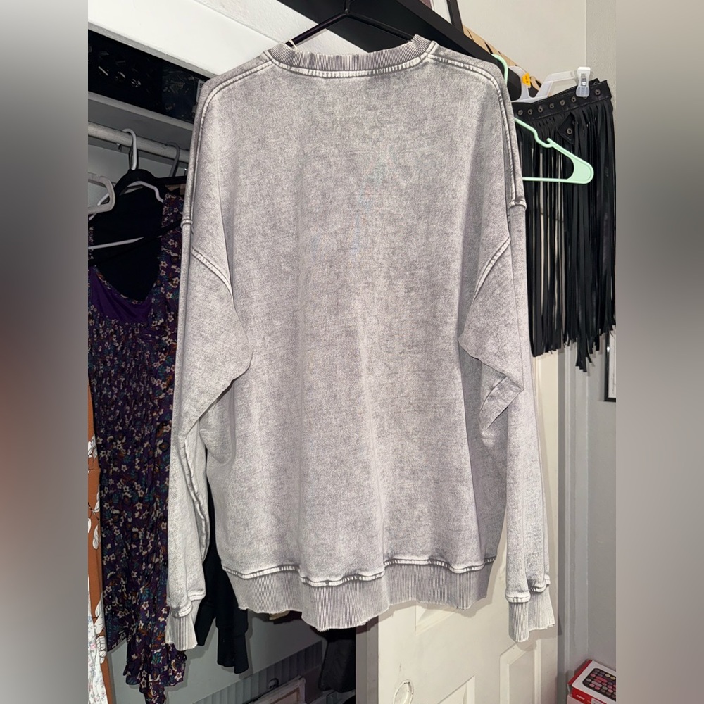 Free People Falling Forward Crewneck Sweatshirt XL Gray Oversized Pullover - Picture 3 of 12